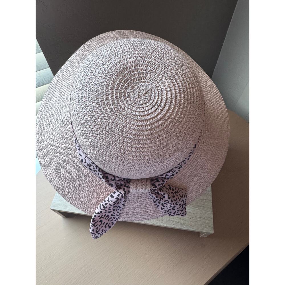 Magid Hats Pink Wide Brim Sun Hat with Animal Print Scarf, 4" Brim - Picture 8 of 8